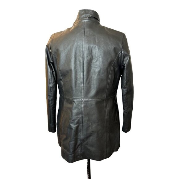 Croft & Barrow Leather Jacket Black Women Medium Zip-in Quilted Lining - Picture 6 of 11